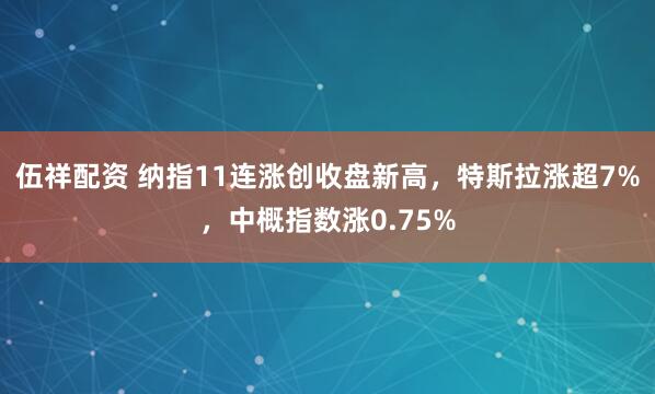 伍祥配资 纳指11连涨创收盘新高，特斯拉涨超7%，中概指数涨0.75%