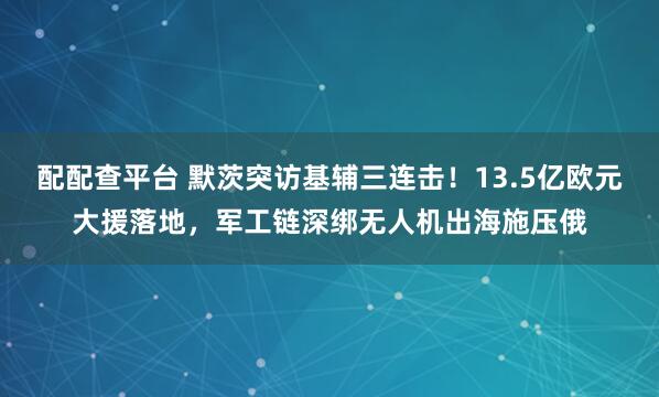 配配查平台 默茨突访基辅三连击！13.5亿欧元大援落地，军工链深绑无人机出海施压俄